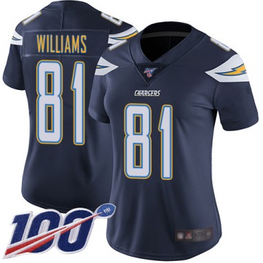Los Angeles Chargers NFL Football Mike Williams Navy Blue Jersey Women Limited 81 Home 100th Season Vapor Untouchable